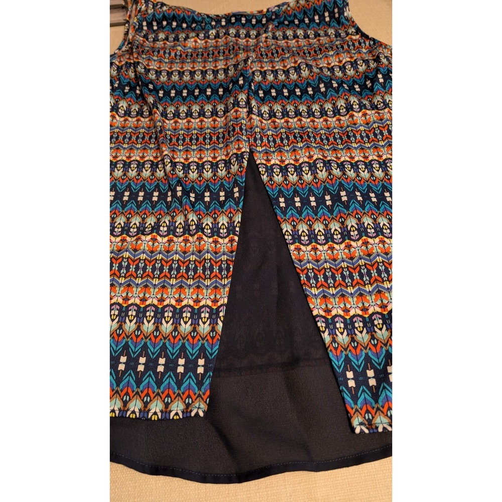 Roz & Ali Top Size 2X Sleeveless Print Stripe Multicolor Tunic